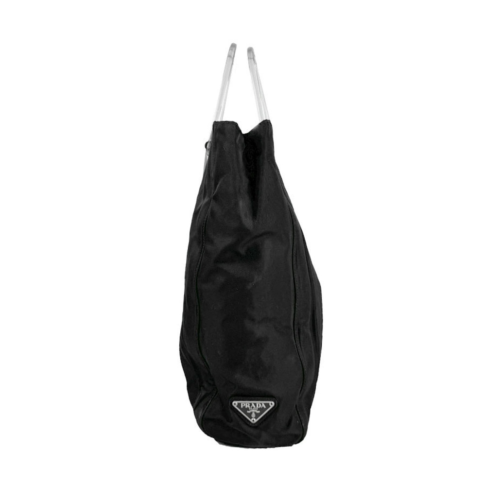 Prada Tessuto tote top black contrasting clear bag acrylic